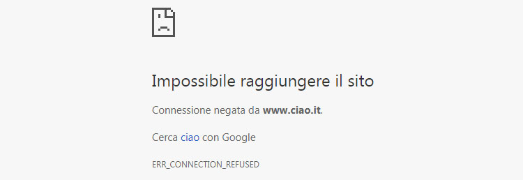 impossibile raggiungere il sito