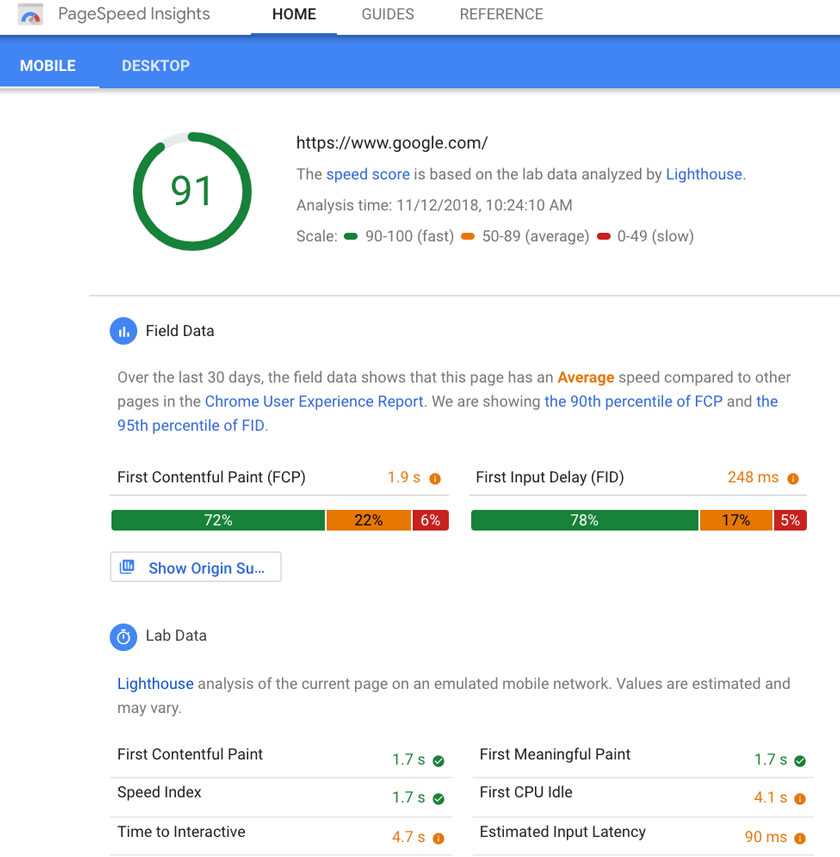 LightHouse e PageSpeed Insight
